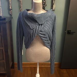 Vera Wang Slate Blue Cowl Neck Sweater